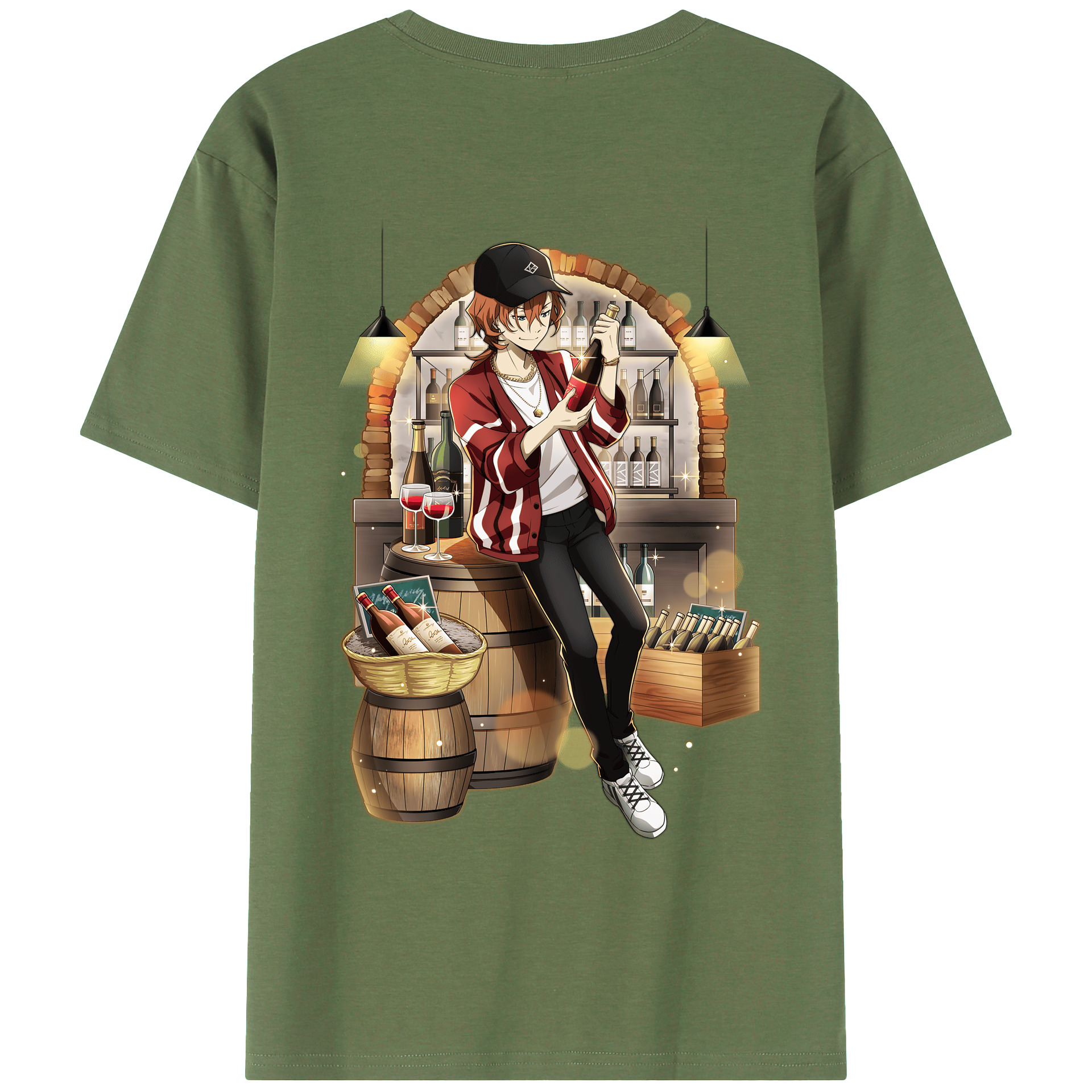 （画像用） 文豪ストレイドッグス Bungo Stray Dogs 綿100％ メンズ半袖Tシャツ（バックプリント） 通気性